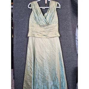 KM Collections by Milla Bell Dress Womens 16 Green Blue Formal Evening Gown Maxi